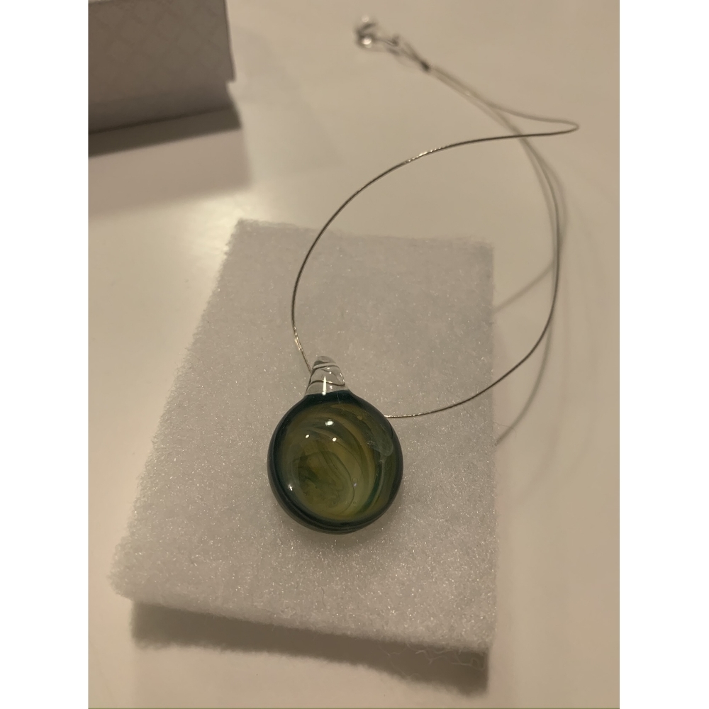 Handmade glass and silver wire necklace